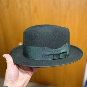 Vintage Dobbs Felt Hat with Ribbon Bow Size 7 3/8 with Box